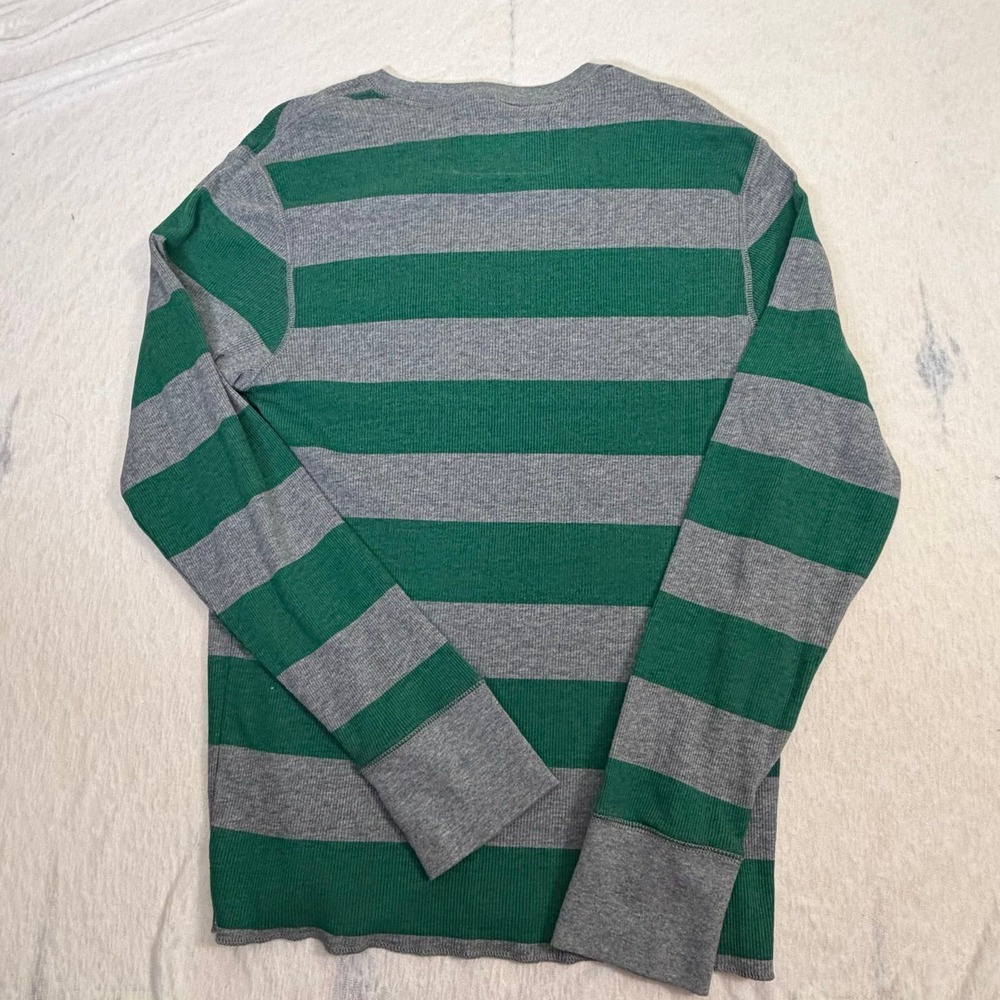 Y2K American Eagle Men's Striped Thermal Shirt Green Gray Long Sleeve XL NWOT - Picture 7 of 7